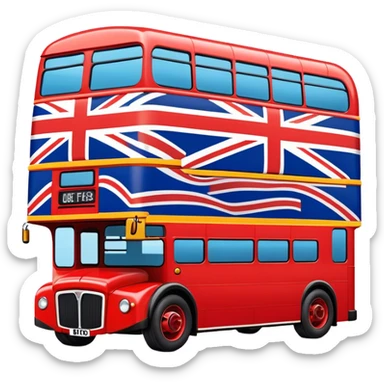 Union Jack flag, double decker bus sticker