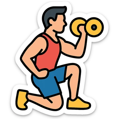one man doing an intense gym exercise, modern and easy to understand, icon style sticker