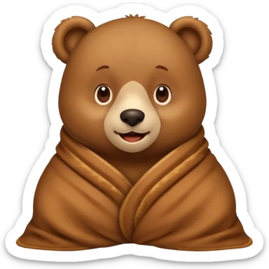 Bear cozy in blanket sticker