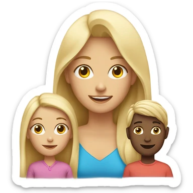 long hair blonde mother with boy and girl sticker