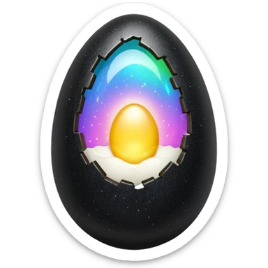 black glittery egg cracked open sticker