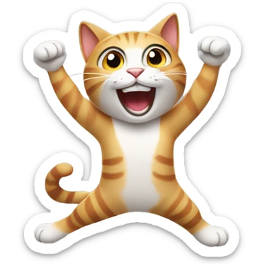 excited cat with arms up sticker