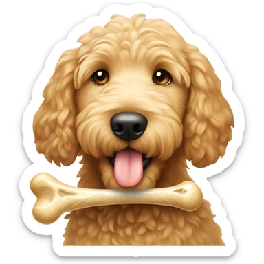 Golden doodle with a bone sticker