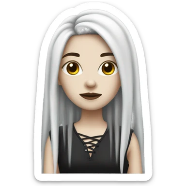 White skin gothic girl emoji with black dreadlocks   sticker