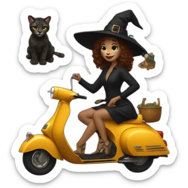 witch with vespa leopard painting sticker