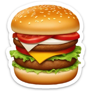 Burger with red bun on top and bottom sticker