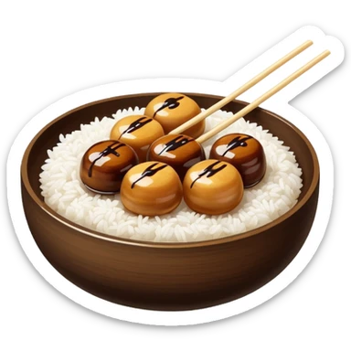 Just Mitarashi dango with shiny soy sauce glaze drizzled over white rice sticker