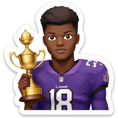 Lamar Jackson with trophy  sticker