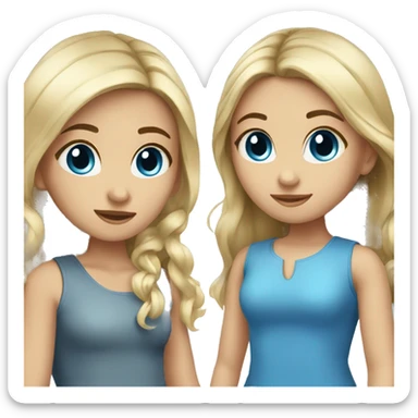 two--girls-best-friends-darkhair-blonde - blue eyes - brown eyes  sticker