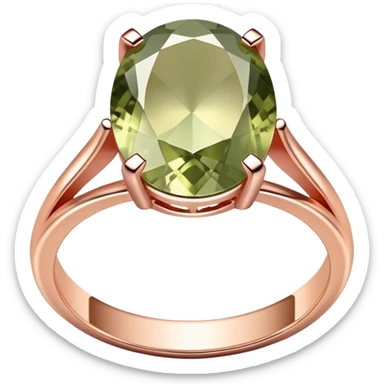 Rose gold wedding ring with pale olive stone sticker