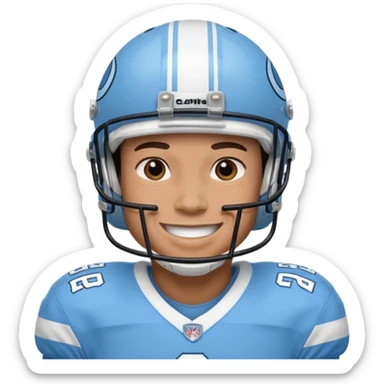 College football player in  Carolina Blue color  sticker