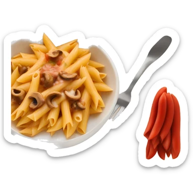 penne with red sauce in a bowl with mushroom pieces  sticker