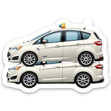 white ford car c max being towed by another car sticker