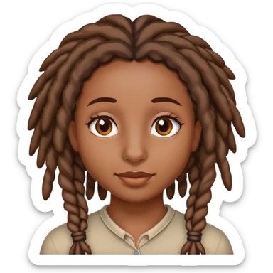 A girl with small locs and a nose ring sticker