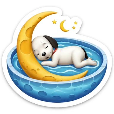 Snoopy sleeping in the moon in a pool sticker