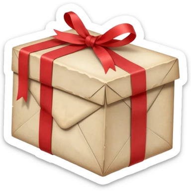 Stack aged letters, tied with a red ribbon, envelopes, corespondence, aesthetic sticker