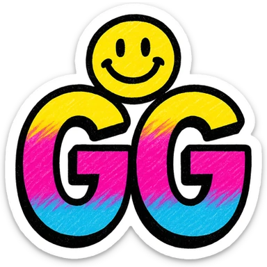 letters GG in rainbow gradient, cheerful and lively, modern look sticker