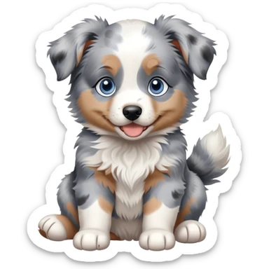 blue merle australian-shepherd blue eyes puppy happy sticker