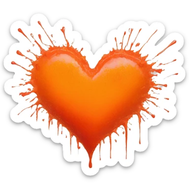 splattered paint heart glowing red-orange warmth sticker