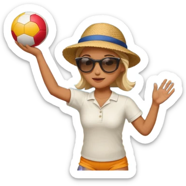 Throwing a ball at the beach. sticker