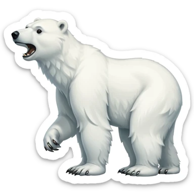 Polar bear with a wolf’s tail, fluffy neck fur, and long downward pointing tusks sticker
