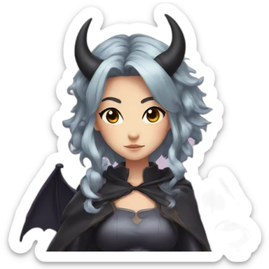 Anime girl with horns and bat wings sticker