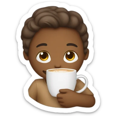 A person hugging a cup of cappuccino  sticker