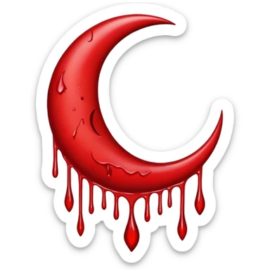  crescent moon with blood dripping from it red sticker