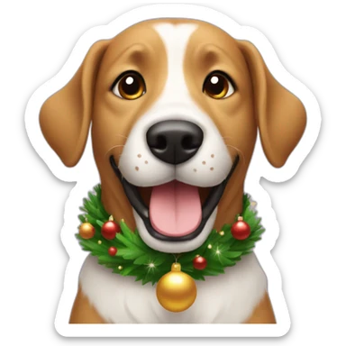 happy dog with christmas sticker