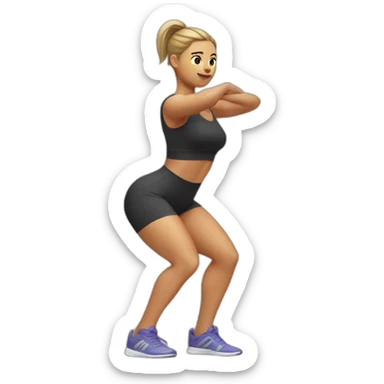  woman doing squats whith only leg sticker