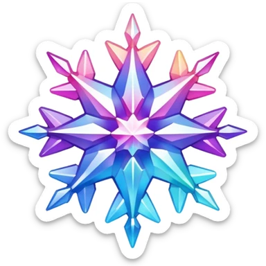 Gradient iridescent Pastel rainbow Pink violet blue white crystal star snowflake  sticker