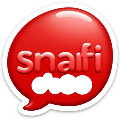 the word SNAFI in bold red bubble letters, red text bubble font, with a slight 3D effect sticker