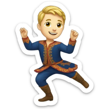 white boy in folk costume dancing sticker