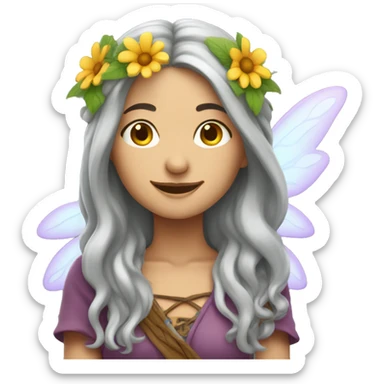 gray haired female hippie fairy sticker