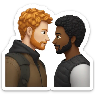 White Man with black hair and ginger beard kissing white man with black hair sticker