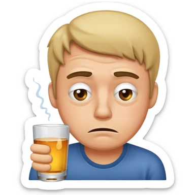 drunk guy looking embarrassed sticker