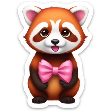 Red panda with pink bow  sticker