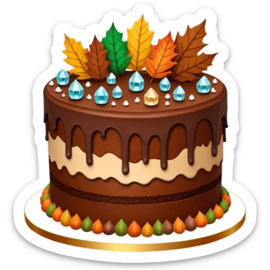 3 layer autumn cake adorned with overflowing raw crystals & leaves  sticker