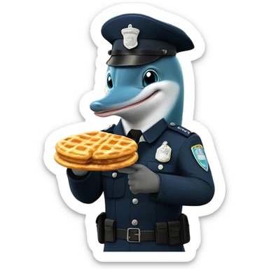 a german cop dolphin eating a stroopwafel sticker