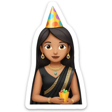 Brown girl in party wear black saree  sticker