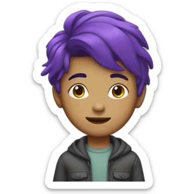 boy with purple hair sticker