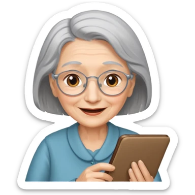 Old lady with my picture sticker