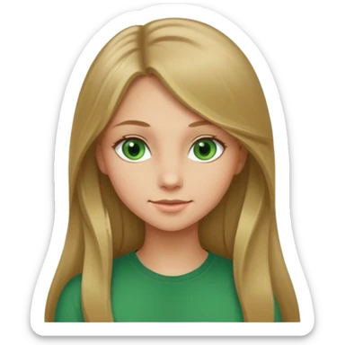 Girl profile picture with long dark blonde hair and green eyes  sticker