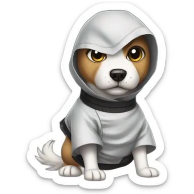 dog dress like ninja and eat cute shit sticker