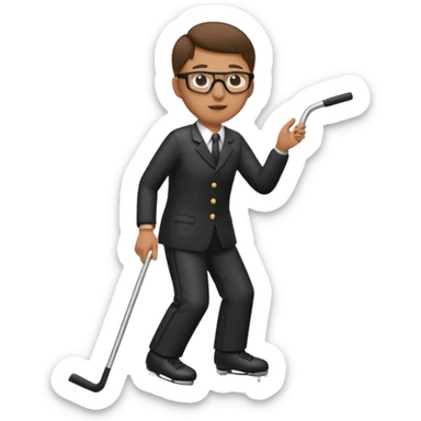 Blind referee skating with a blind person’s cane sticker