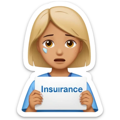 girl crying holding sign that says insurance sticker