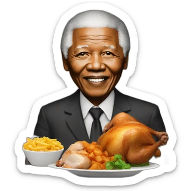 Nelson Mandela with a whole roast chicken in prison sticker