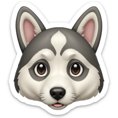 Husky lab mix black and white with floppy ears that point down sticker