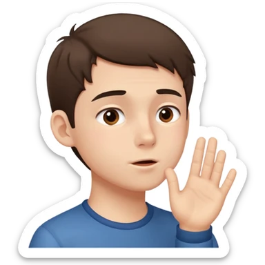 A boy showing right cheek to her mother asking for a gentle playful slap only boy no picture of mother included in emoji
Give side view of right cheek sticker