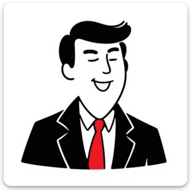 Donald Trump in hand-drawn doodle style, playful and minimal sticker